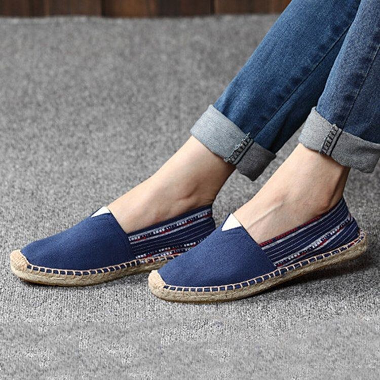 Damer Large Størrelse Etnisk Stil Linned Slip-on Espadrille Fisherman's Shoes