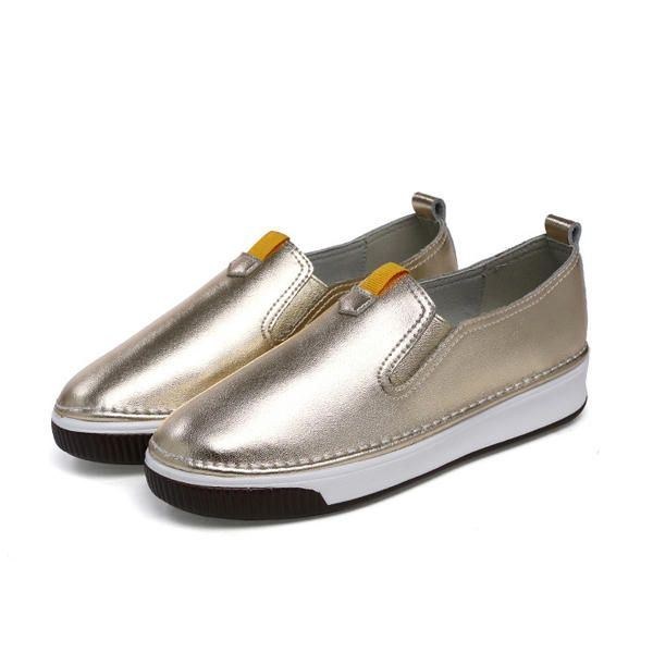 Damesko Casual Outdoor Slip On Rund Toe Læder Komfortable Flats Loafers