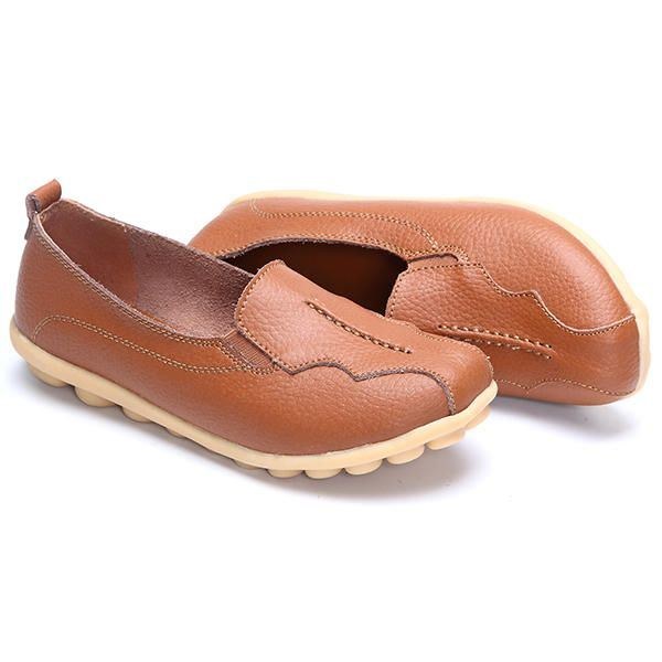 Kvinders Rund Tå Blød Sål Slip On Flat Loafers