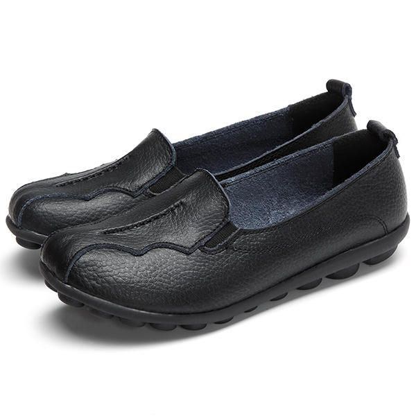Kvinders Rund Tå Blød Sål Slip On Flat Loafers