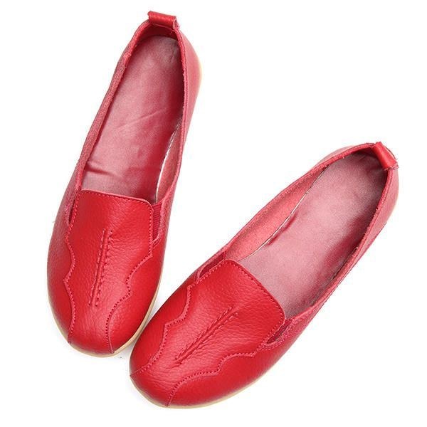 Kvinders Rund Tå Blød Sål Slip On Flat Loafers