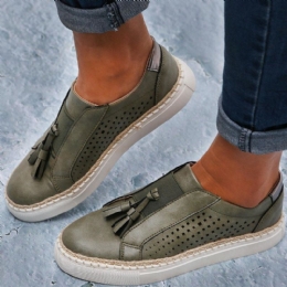 Large Size Dame Håndvævning Komfortable Hollow Out Fringe Loafers