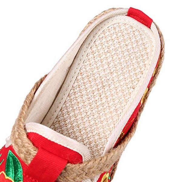 Rund Tå Flax Flower Flade Loafers Til Kvinder