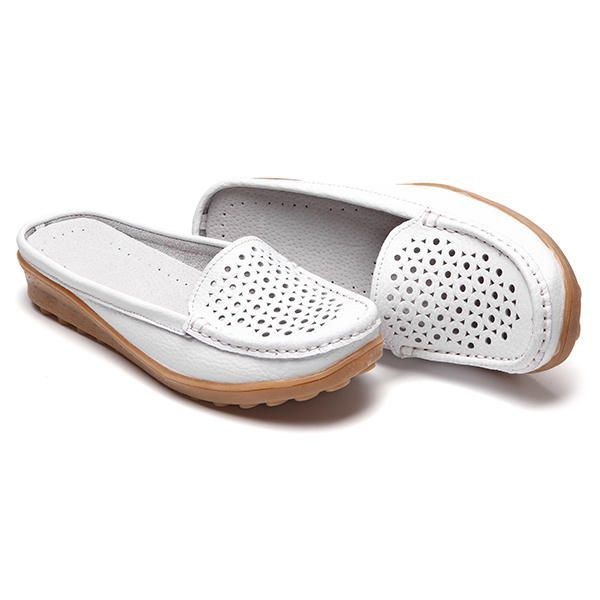 Soft Hollow Out Runde Toe Penny Loafers Til Kvinder
