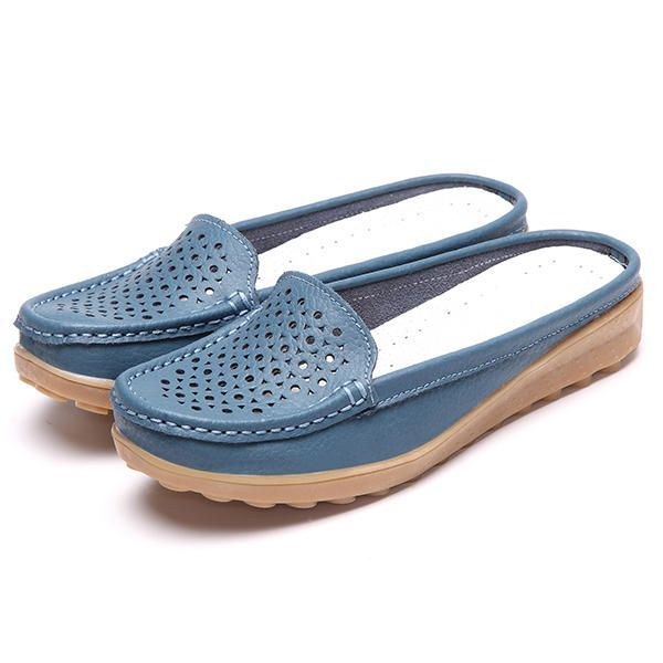 Soft Hollow Out Runde Toe Penny Loafers Til Kvinder
