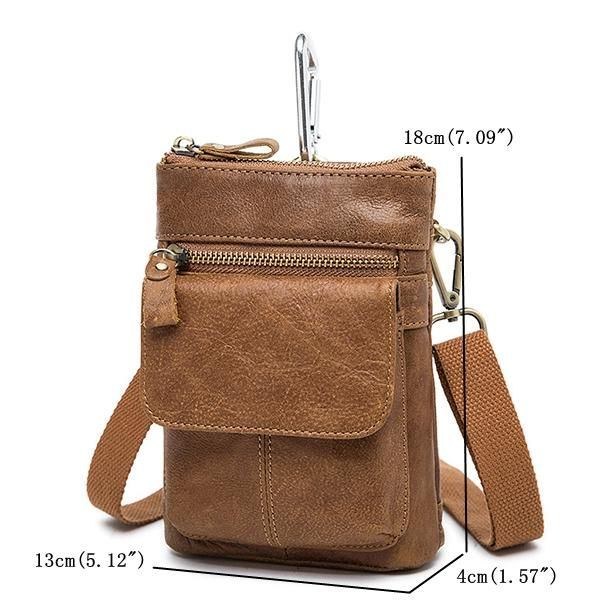 Ægte Læder Taljetaske Første Lag Læder Fritids Retro Telefontaske Crossbody Taske Til Mænd