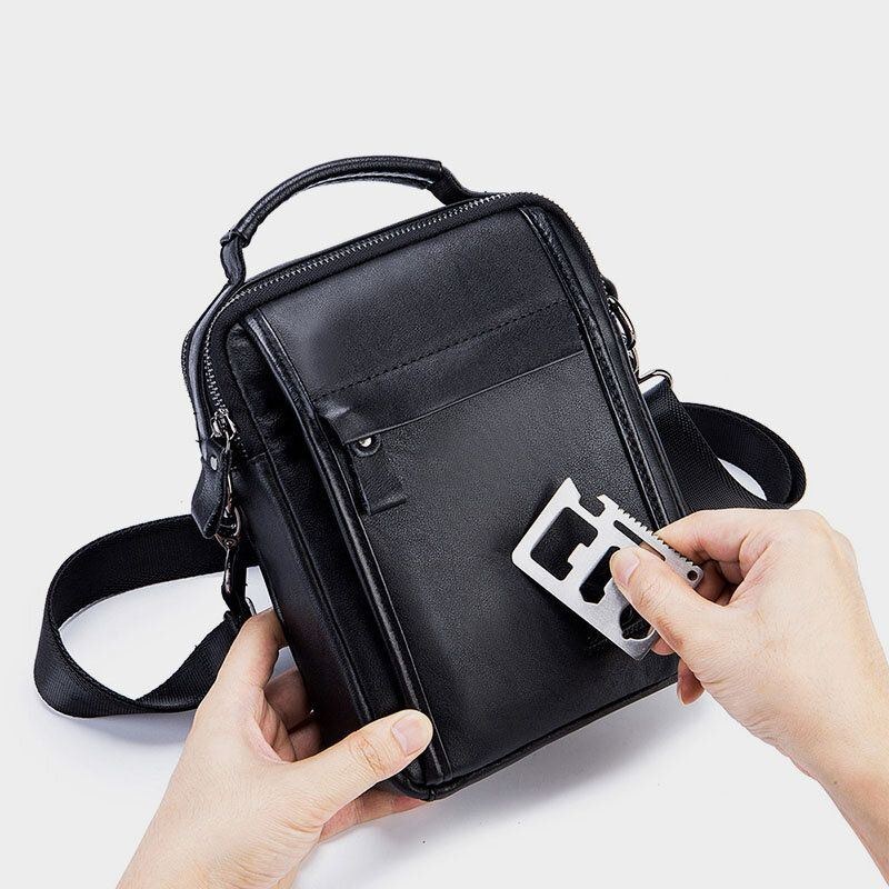 Ægte Læder Til Mænd Retro Business Small Kohud Læder Skuldertaske Crossbody Taske