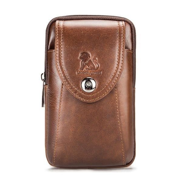 Ægte Læder Til Mænd Vintage Minimalistisk Mode 6 Tommer Telefontaske Taljetaske Crossbody Taske