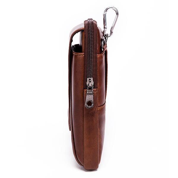 Ægte Læder Til Mænd Vintage Taljetaske Business Crossbody Taske Mobiltelefontaske Til 6 Tommer Telefoner