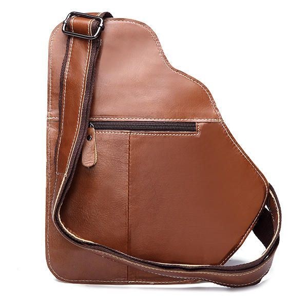 Bullcaptain® Men Ægte Læder Slyngetaske Business Casual Udendørs Bryst Crossbody Taske Til Ipad Mini