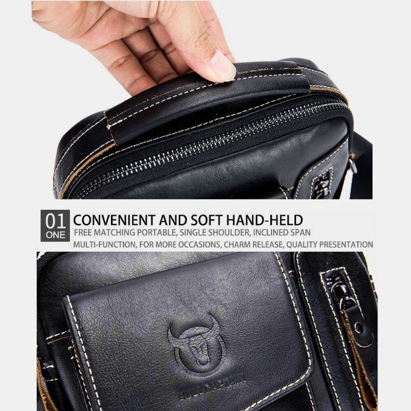 Business Messenger Bag I Ægte Læder Vintage Mini Skuldertaske Crossbody Taske Til Mænd