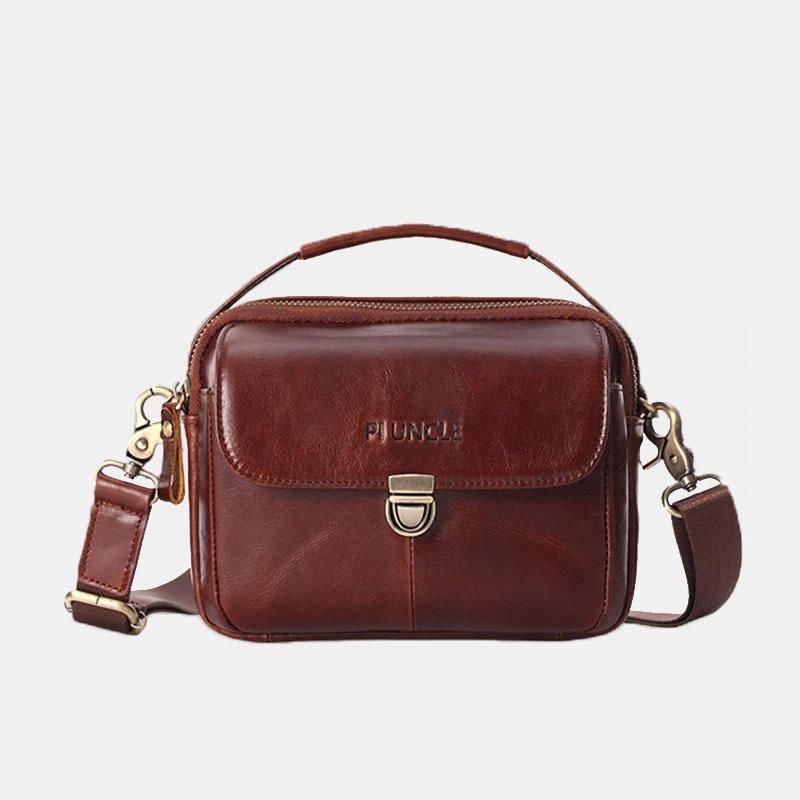 Herre Ægte Læder Lille Crossbody Taske Håndtaske