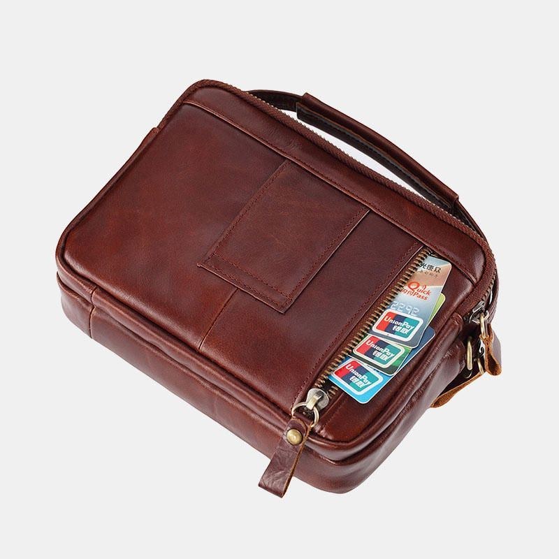 Herre Ægte Læder Lille Crossbody Taske Håndtaske