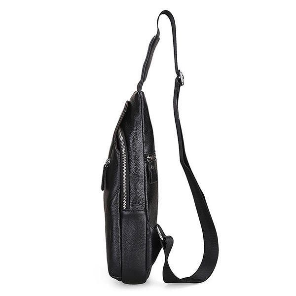 Herre Ægte Læder Mode Casual Chest Pack Daypack Sling Bag Skuldertaske