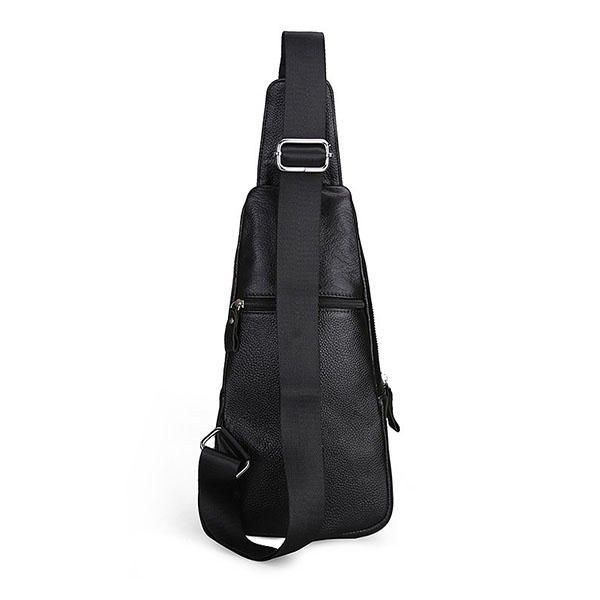 Herre Ægte Læder Mode Casual Chest Pack Daypack Sling Bag Skuldertaske