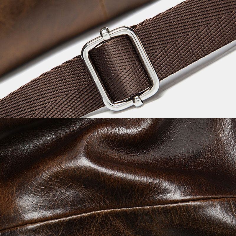 Herre Ægte Læder Multi-lomme Casual Business 6.3 Tommer Telefontaske Crossbody Tasker Første Lag Okselæder Skuldertaske