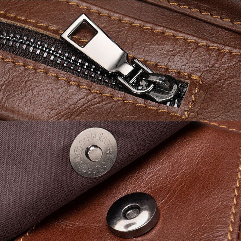 Herre Ægte Læder Multi-lommers Øretelefon Hul Vintage Vandtætte Crossbody Tasker Skuldertasker