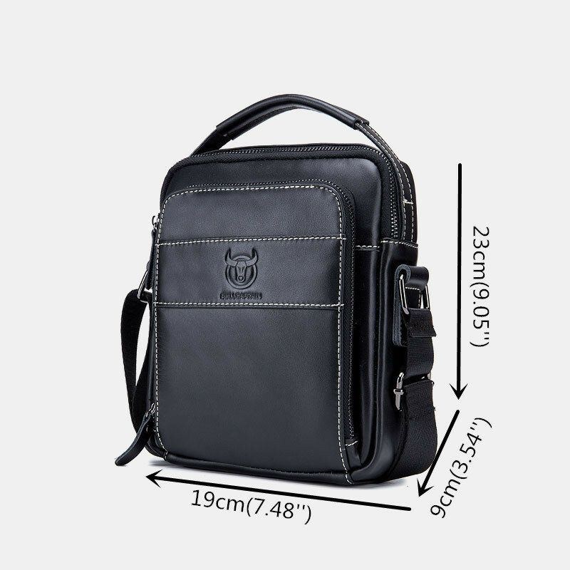 Herre Ægte Læder Multi-pocket Casual Crossbody Taske Skuldertaske