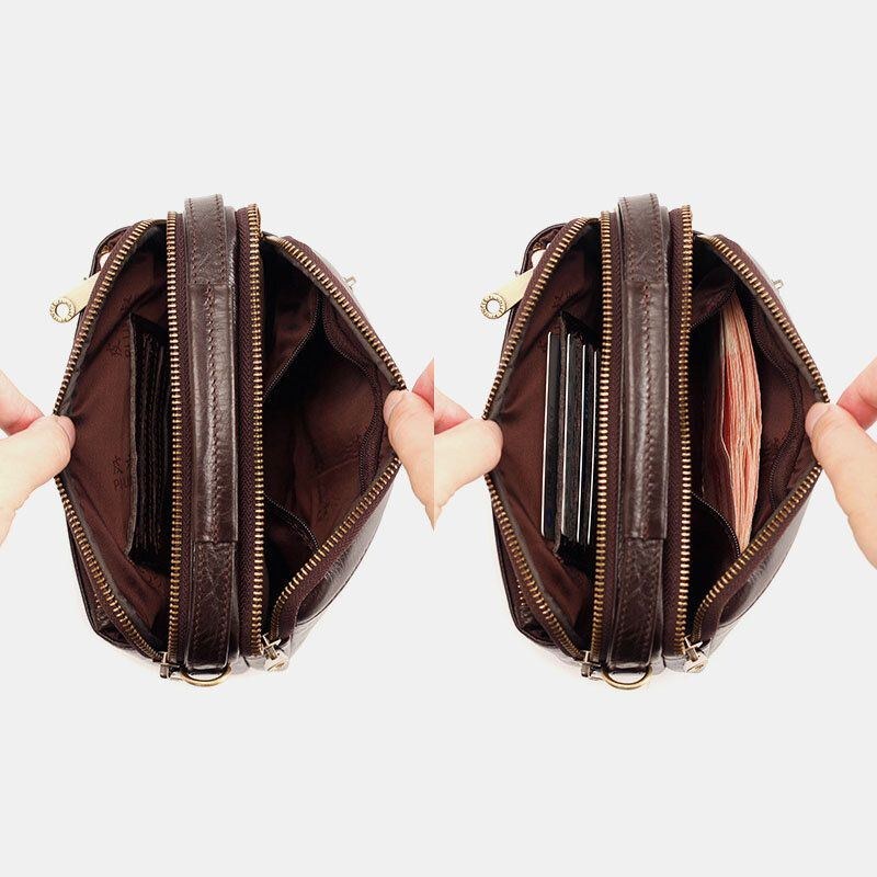 Herre Ægte Læder Multifunktion Multi-bære 4 Kortpladser Crossbody Taske Taljetaske