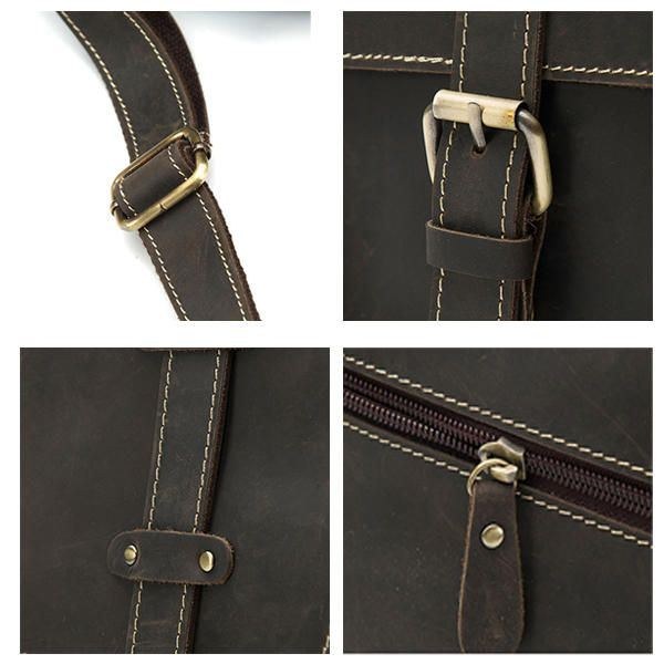 Herre Ægte Læder Multifunktionel Minimalistisk Retro Skulder Crossbody Taske