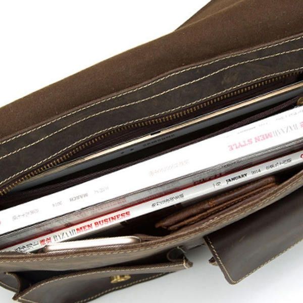 Herre Ægte Læder Multifunktionel Minimalistisk Retro Skulder Crossbody Taske