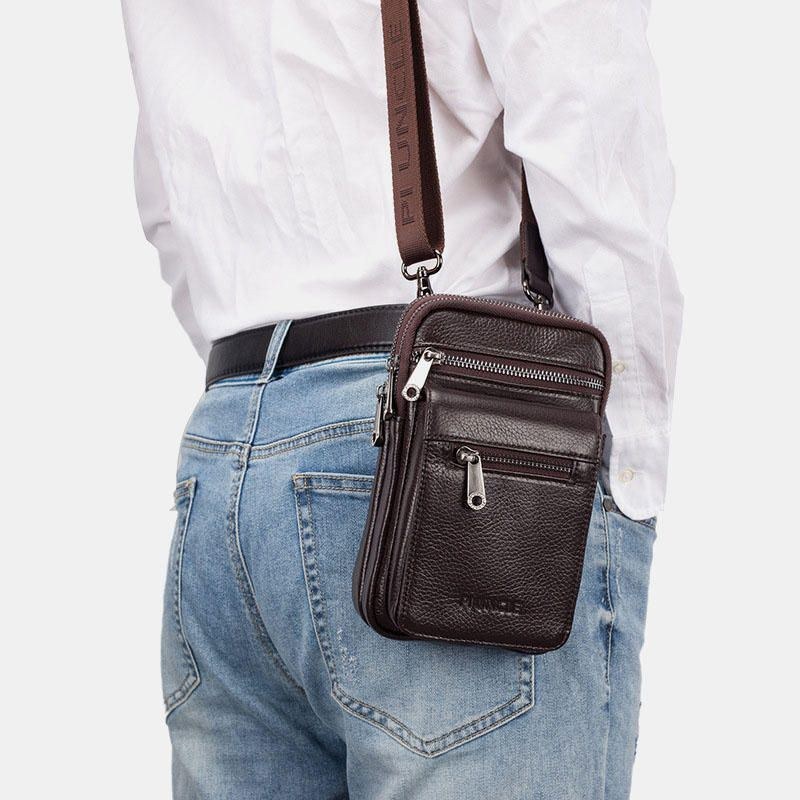 Herre Ægte Læder Taljetaske Crossbody Taske Skuldertaske