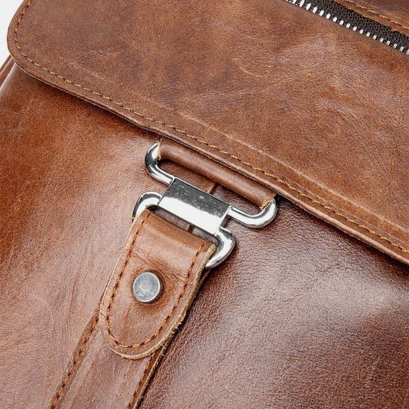 Herre Business Retro Ægte Læder Vandtæt Slidbestandig Crossbody Taske