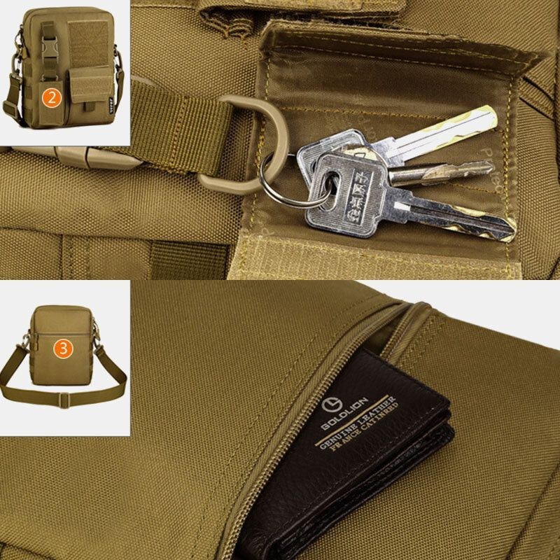 Herre Camo Mønster Multifunktion Stor Kapacitet Udendørs Rejse Taktisk Taske Crossbody Taske Skuldertaske Firkantet Taske