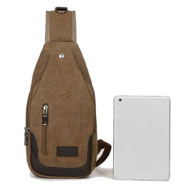 Herre Canvas Fritid Crossbody Taske Outdoor Travel Multifunktion Ipad Pack