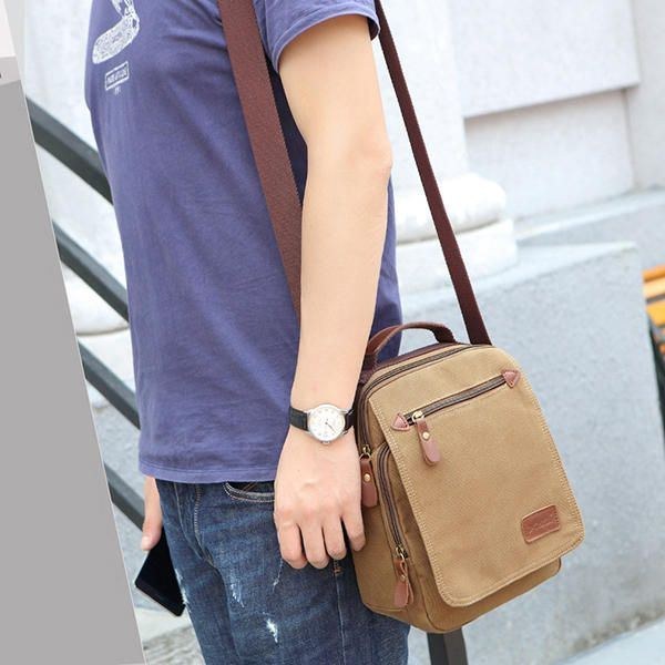 Herre Canvas Håndtaske Ipad Taske Outdoor Crossbody Taske
