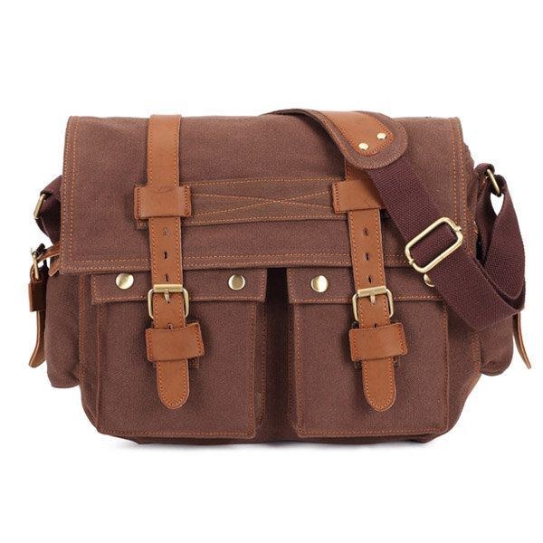 Herre Canvas Microfibric Læder Casual Outdoor Messenger Skulder Crossbody Taske