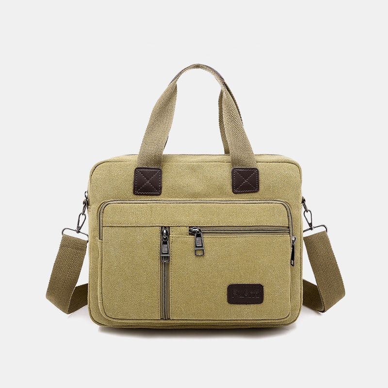 Herre Canvas Multi-pocket Stor Kapacitet Anti-tyveri Crossbody Taske