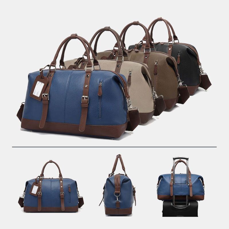 Herre Canvas Pu-læder Med Stor Kapacitet Håndtaske Med Flere Lommer Skuldertaske Rejsetaske Duffle Bag Crossbody-taske