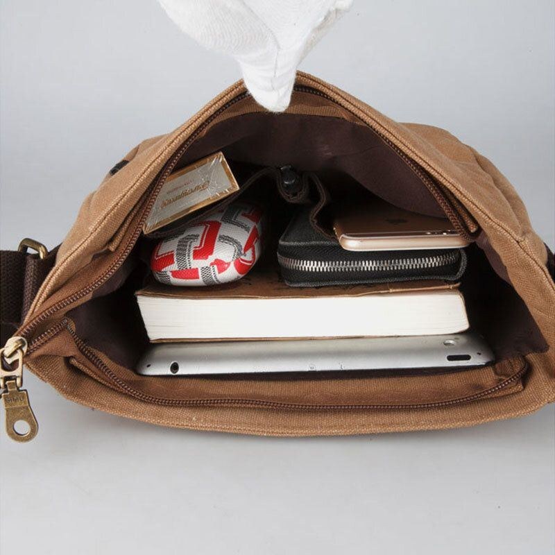 Herre Canvas Retro Skuldertaske Med Stor Kapacitet Crossbody-taske
