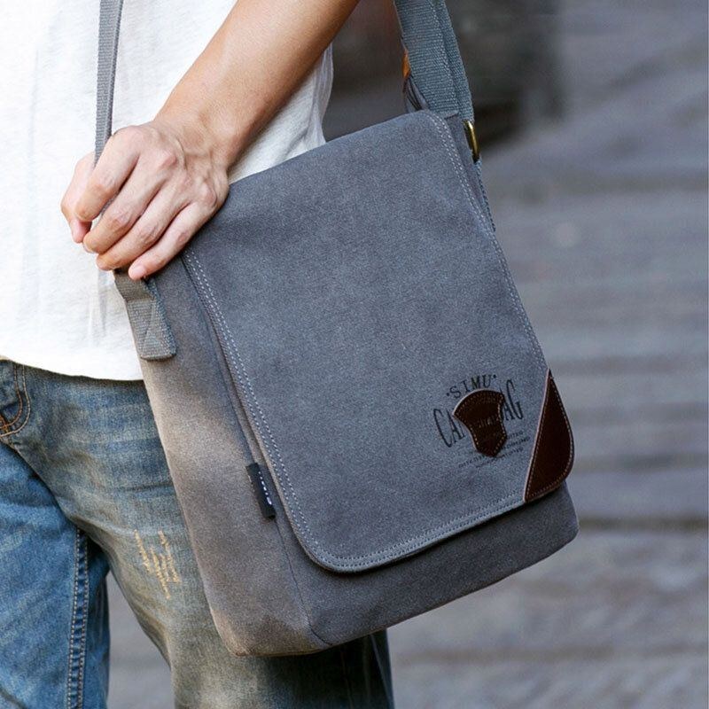 Herre Canvas Retro Skuldertaske Med Stor Kapacitet Crossbody-taske