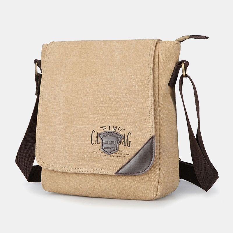 Herre Canvas Retro Skuldertaske Med Stor Kapacitet Crossbody-taske
