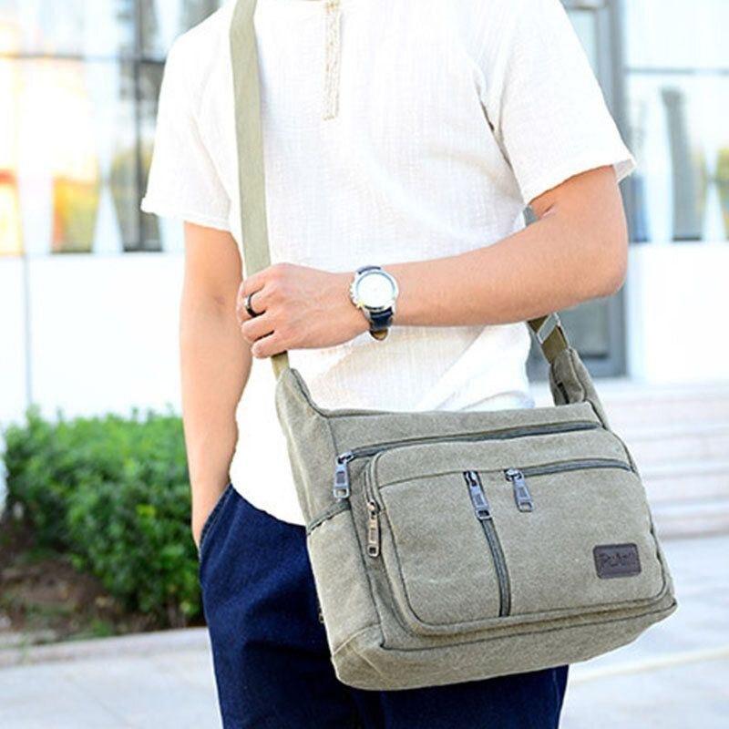 Herre Canvas Stor Kapacitet Simpel Skuldertaske Crossbody Taske Til Rejser