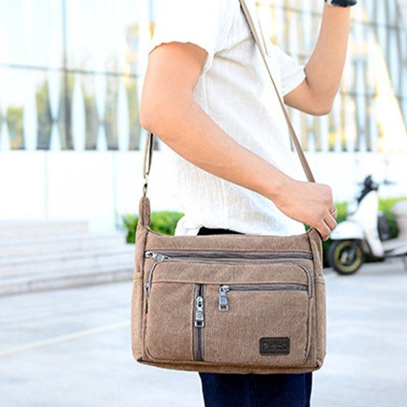 Herre Canvas Stor Kapacitet Simpel Skuldertaske Crossbody Taske Til Rejser