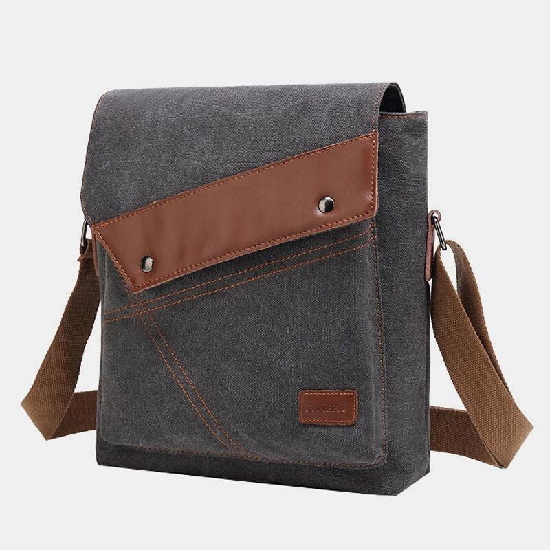 Herre Canvas Vandtæt Multi-rums Flap-over Crossbody Skuldertaske