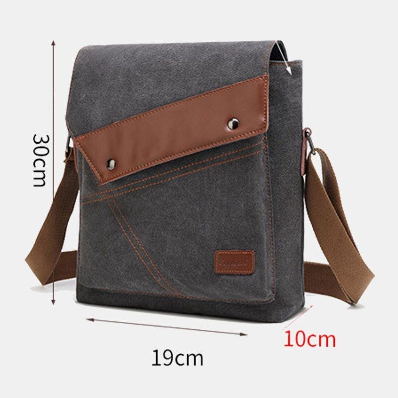 Herre Canvas Vandtæt Multi-rums Flap-over Crossbody Skuldertaske