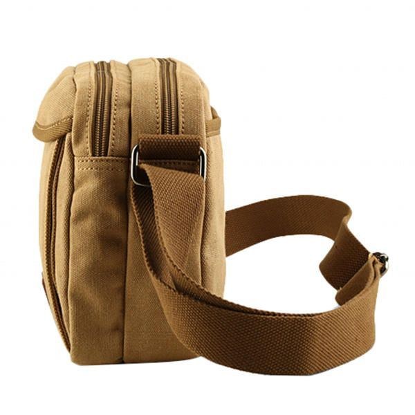 Herre Canvas Vintage Fritid Crossbody Taske Solid Vandret Skuldertaske Weekendtaske