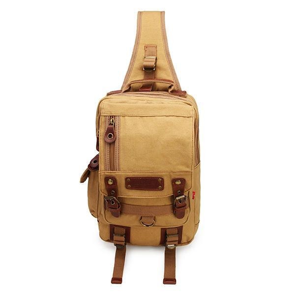 Herre Casual Canvas Outdoor Sport Skulder Ipad Bryst Crossbody Taske