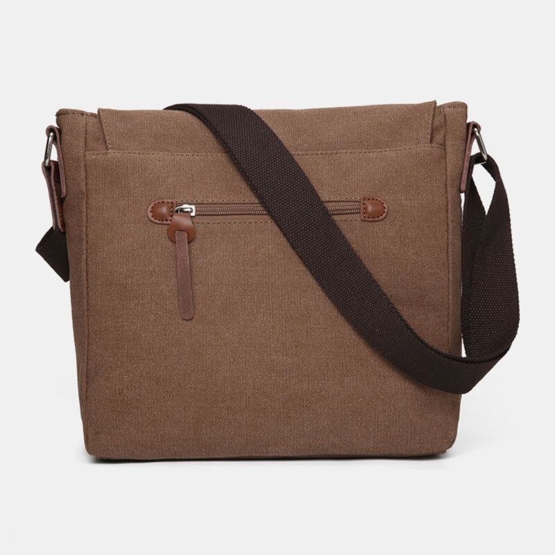 Herre Dobbelt Frontlomme Med Stor Kapacitet Crossbody-taske Retro Canvas Vandret Ensfarvede Tyverisikringsskuldertaske