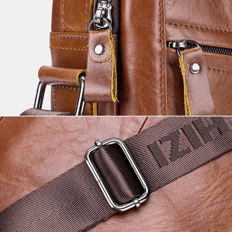 Herre First Layer Kohud Anti-tyveri Crossbody Tasker Multifunktionel Slidfast Messenger Bag Håndtaske Med Stor Kapacitet