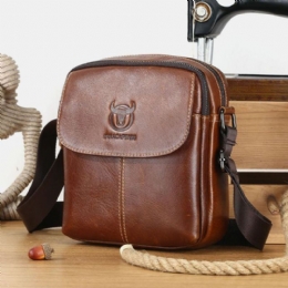 Herre First Layer Koskind Multi-pocket Crossbody Taske Retro Stor Kapacitet Ryg Tyverisikringslomme Skuldertaske