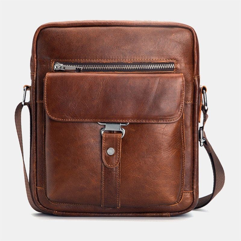 Herre First Layer Koskind Stor Kapacitet Crossbody Tasker Vintage Slidfast Ryg Anti-tyveri Lomme Skuldertaske
