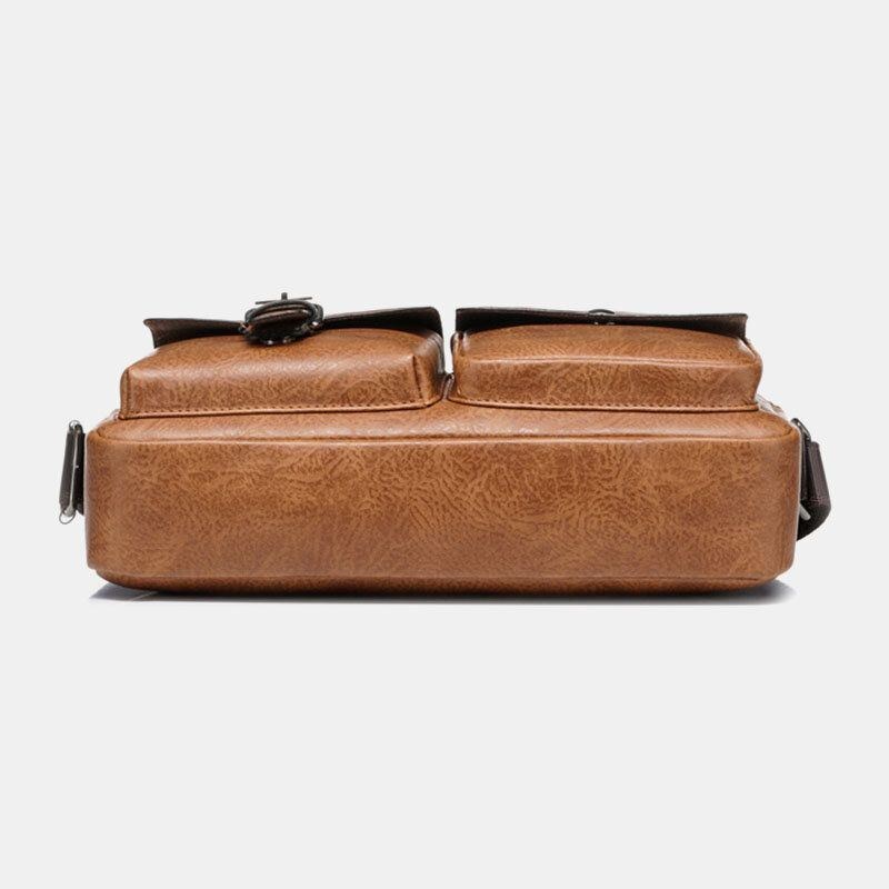 Herre Horisontal Stor Kapacitet Pu Læder Crossbody Tasker Vandtæt Slidfast Messenger Bag Skuldertaske Håndtaske