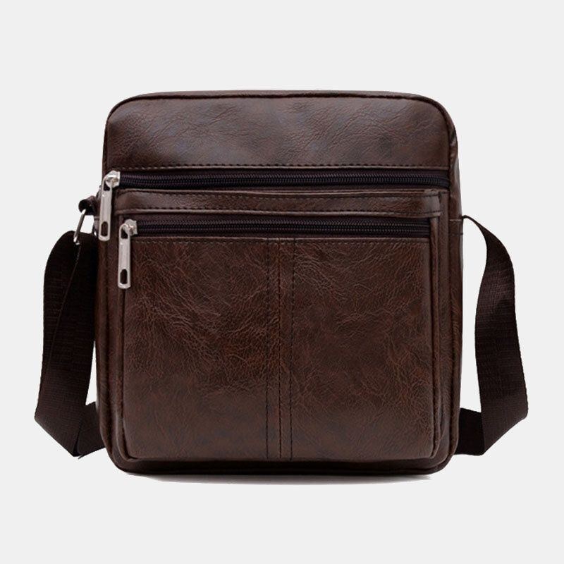 Herre Imiteret Læder Casual Multi-lags Business Crossbody-taske Med Stor Kapacitet
