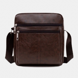 Herre Imiteret Læder Casual Multi-lags Business Crossbody-taske Med Stor Kapacitet