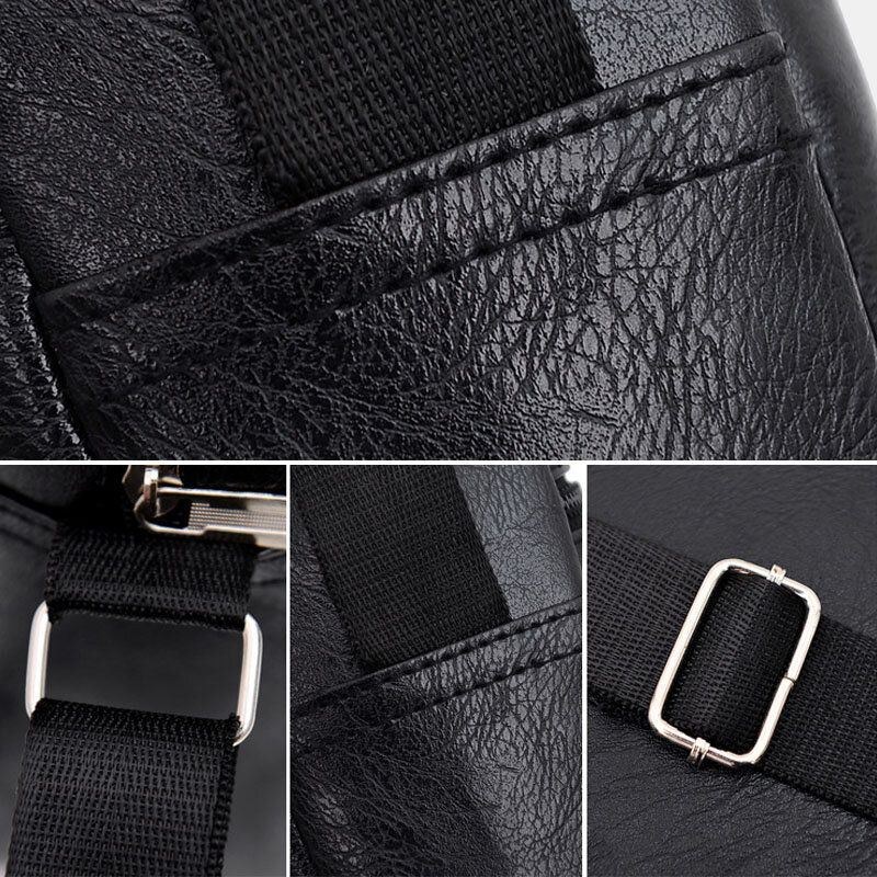 Herre Imiteret Læder Casual Multi-lags Business Crossbody-taske Med Stor Kapacitet
